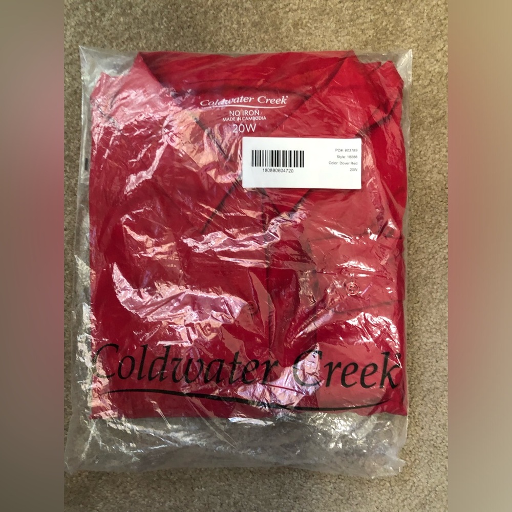 NWT Coldwater Creek Red Button Down Oxford Sz. 20W